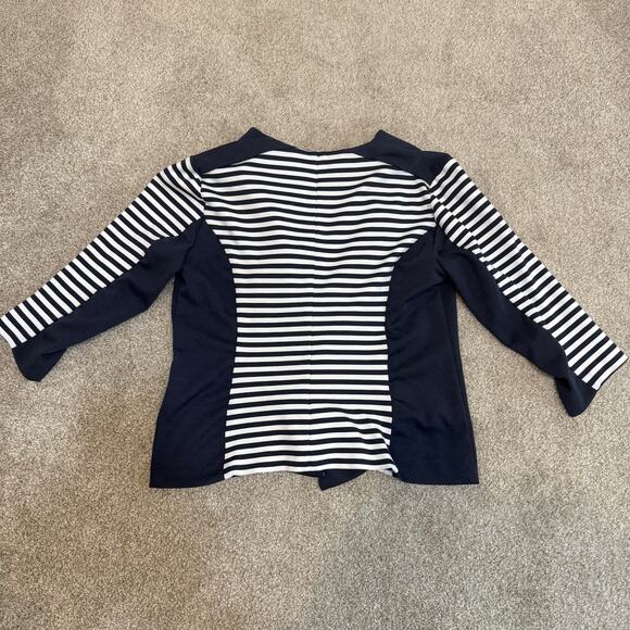 Anne Klein small stripe color block 1/2 sleeve jacket blazer C2 2405 - Picture 8 of 12